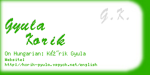 gyula korik business card